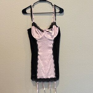 NWT Victoria’s Secret L Lace Trim Chemise - Pink and Black